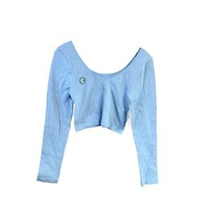 Aeropostale Long Sleeve fine Ribbed Seamless Wear 3 Ways Crop Top Sz L NWT